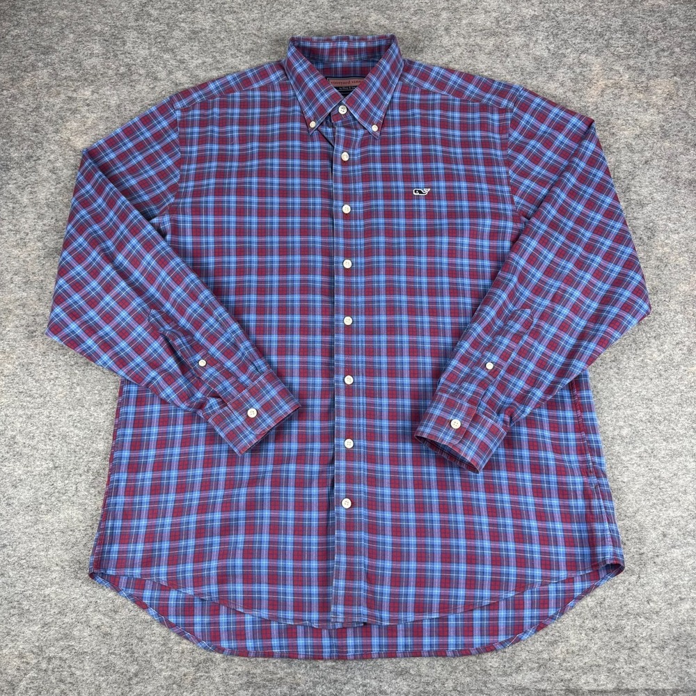 Vineyard Vines Whale Shirt Button Down Long Sleeve Plaid Mens Medium M